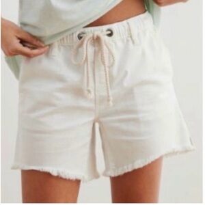Aerie White Frayed Hem Shorts